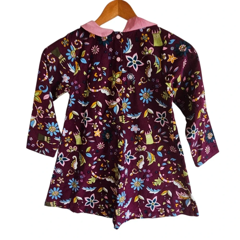 Sweetdili Floral Print Dress Peter Pan Collar Long Sleeve Kids‎ Size 7